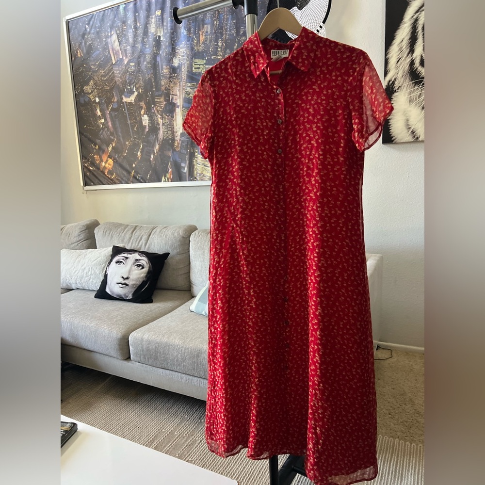 Vintage ROBBIE BEE 100% Silk Button Down Dress Sz 10P